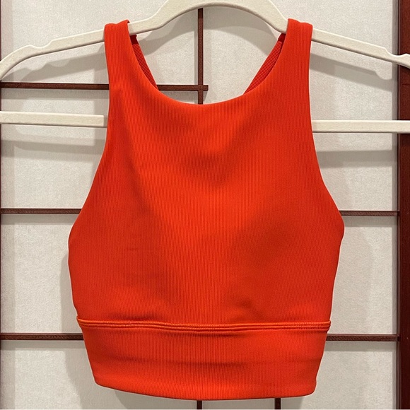 Lululemon’s “Carnation Red” 🦋 The Energy Sports Bra — High Neck — Ribbed 🦋 - Picture 4 of 7